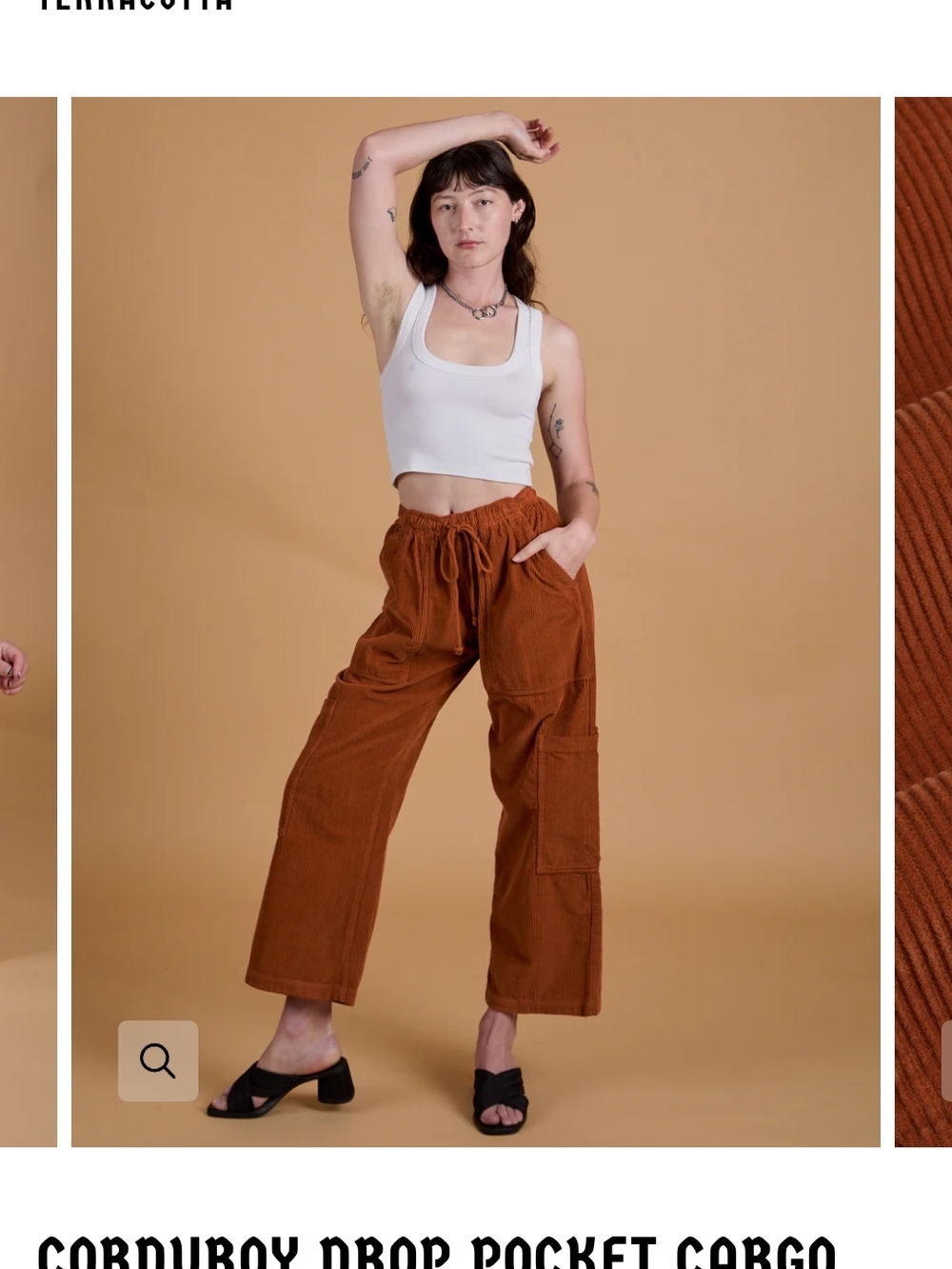 Big Bud Press Corduroy Wide-Leg Cargo Pants in Rust Size P